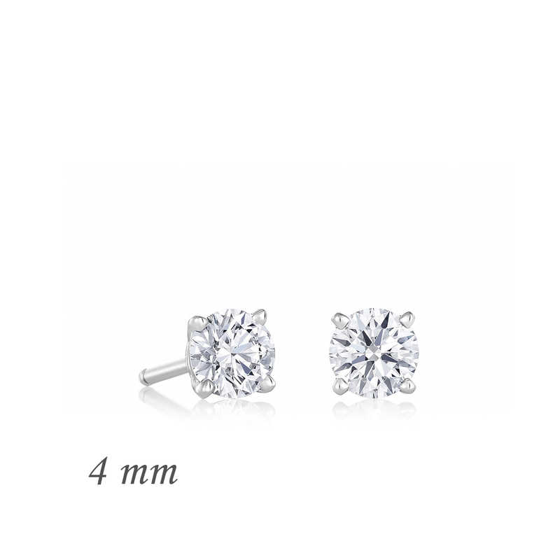 Gümüş Yuvarlak Tek Taş Zirkon Küpe - 4 mm — Nes Altın