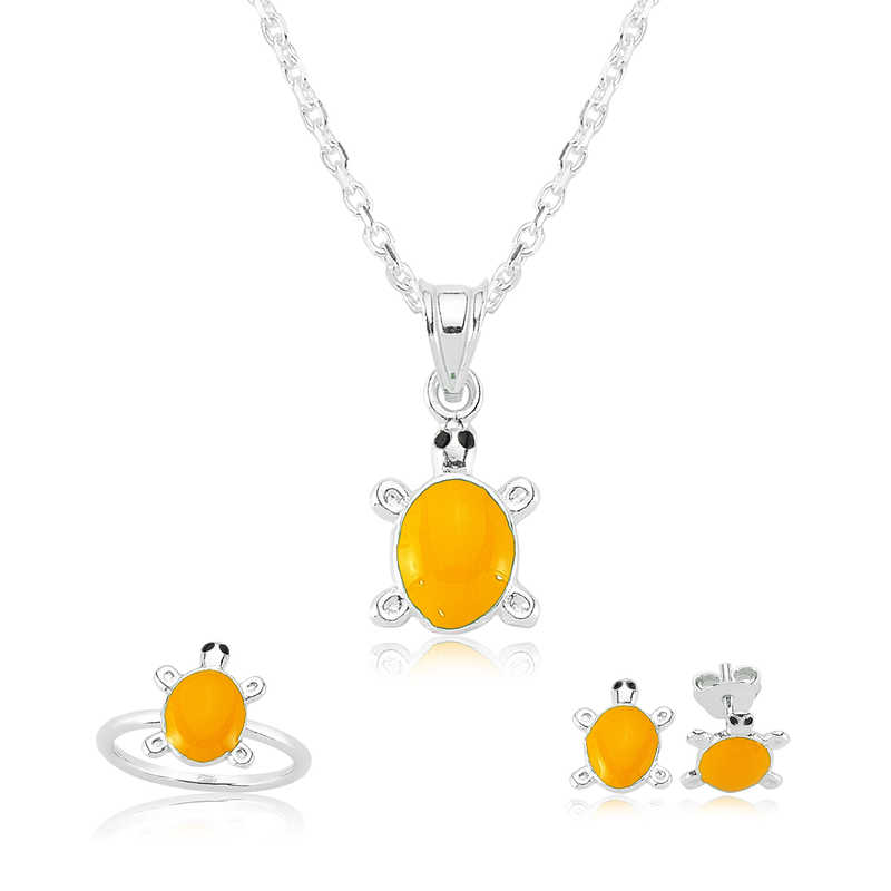 Gümüş Turuncu Kaplumbağa Çocuk Set — Nes Altın