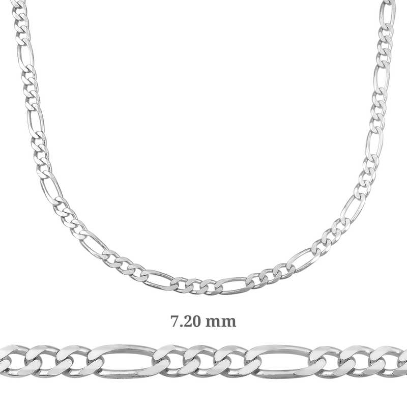7.20 mm Gümüş Figaro Zincir - 200 mikron — Nes Altın