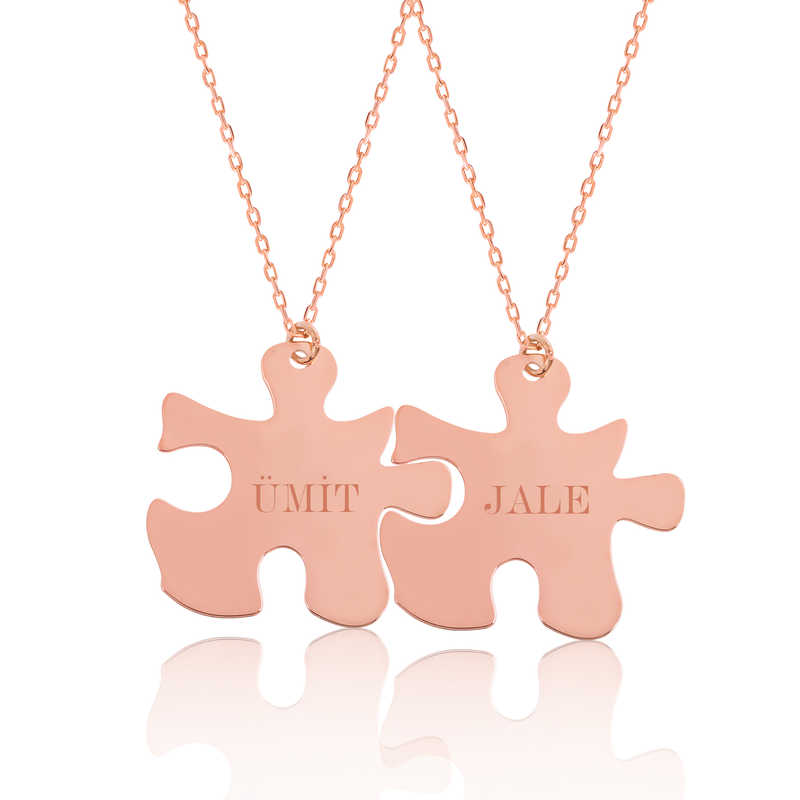 Gümüş Rose Kişiye Özel Puzzle İsimli Kolye — Nes Altın