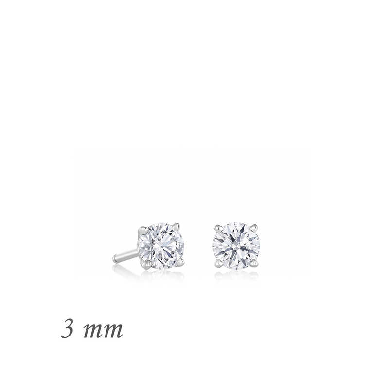 Gümüş Yuvarlak Tek Taş Zirkon Küpe - 3 mm — Nes Altın — görsel 2