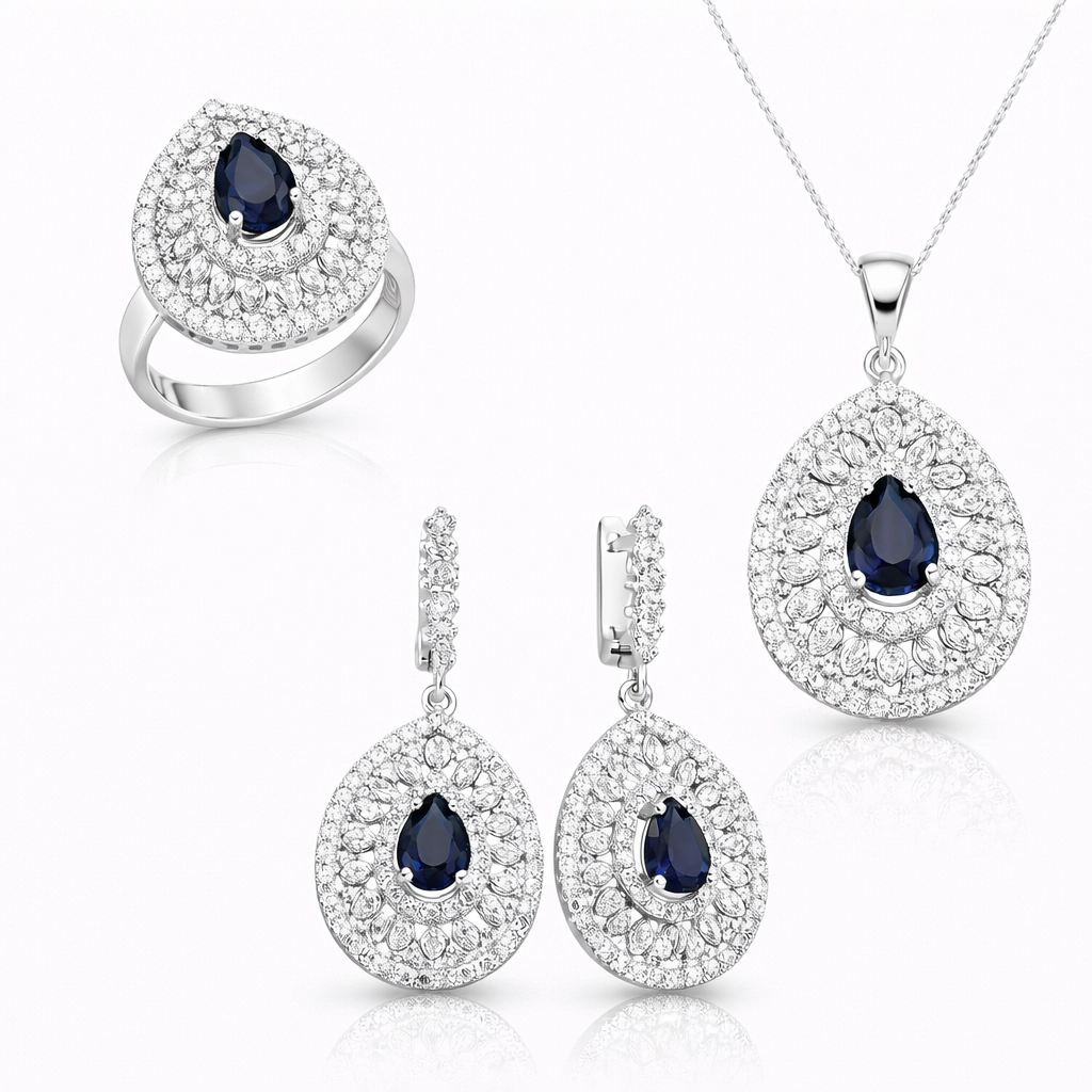 Gümüş Damla Desenli Bayan Set — Nes Altın