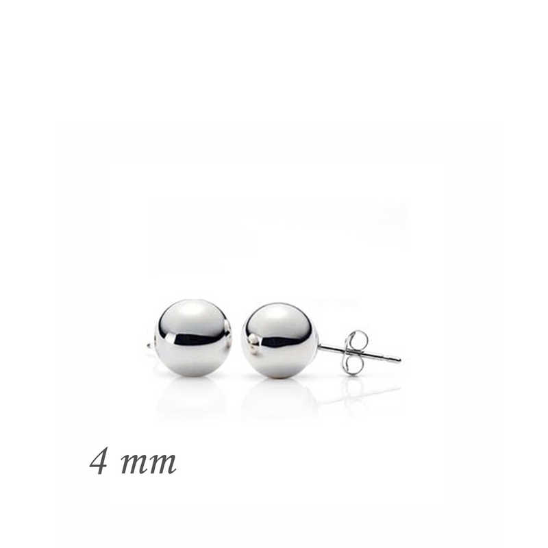Gümüş Top Küpe - 4 mm — Nes Altın — görsel 2