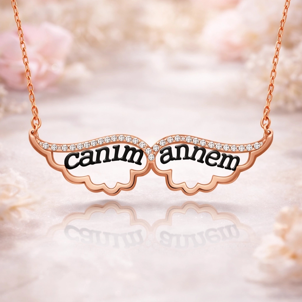 Gümüş Melek Canım Annem Bayan Kolye — Nes Altın — görsel 2