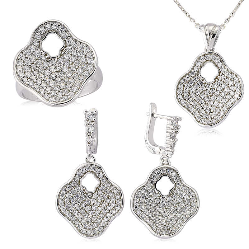 Gümüş Çiçek Bayan Set — Nes Altın