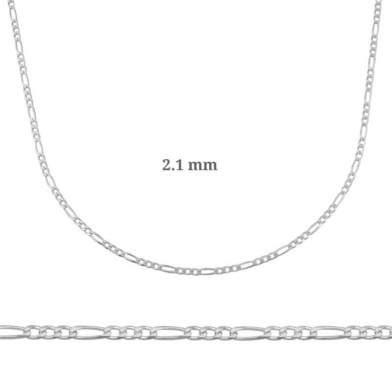 2.10 mm Gümüş Figaro Zincir - 0.60 mikron — Nes Altın