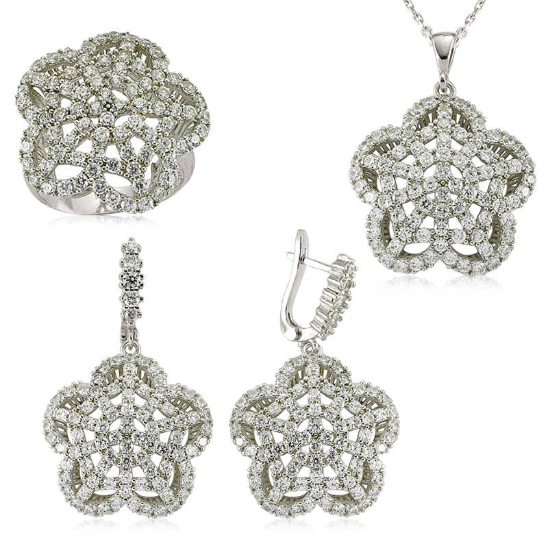 Gümüş Çiçek Bayan Set — Nes Altın