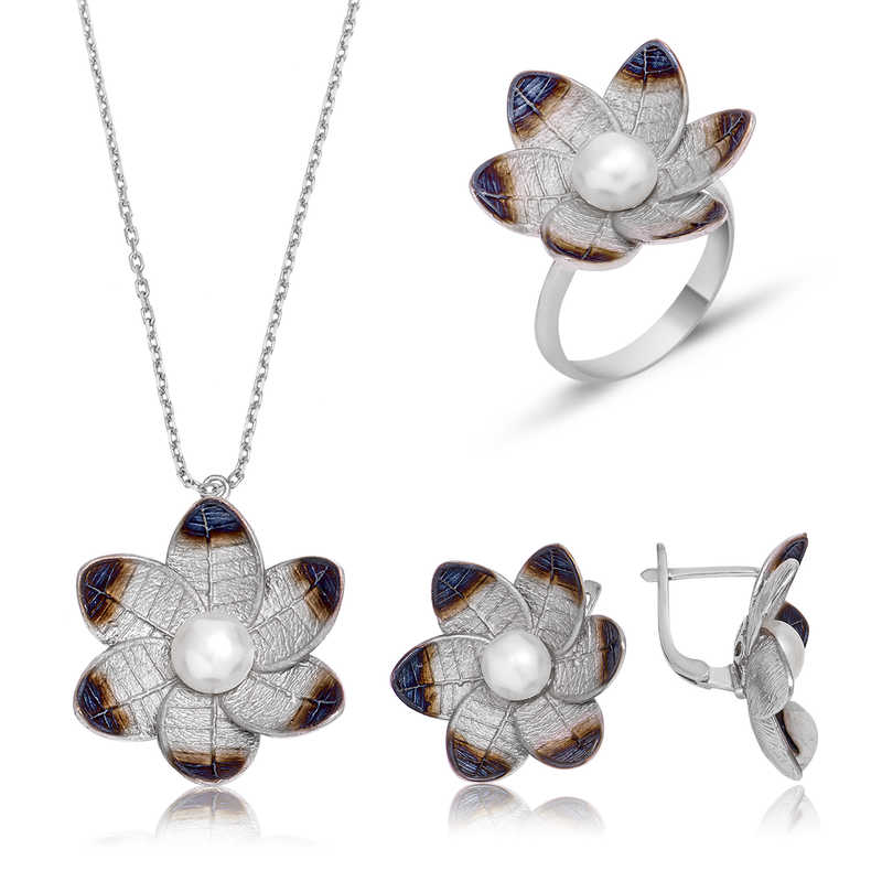 Gümüş Nergis Çiçeği Bayan Set — Nes Altın
