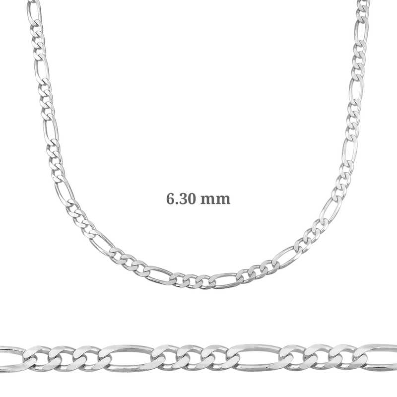 6.30 mm Gümüş Figaro Zincir - 180 mikron — Nes Altın