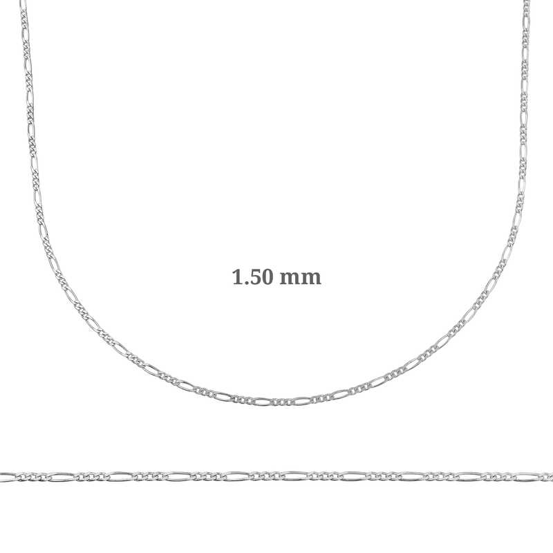 1.50 mm Gümüş Figaro Zincir - 0.40 mikron — Nes Altın