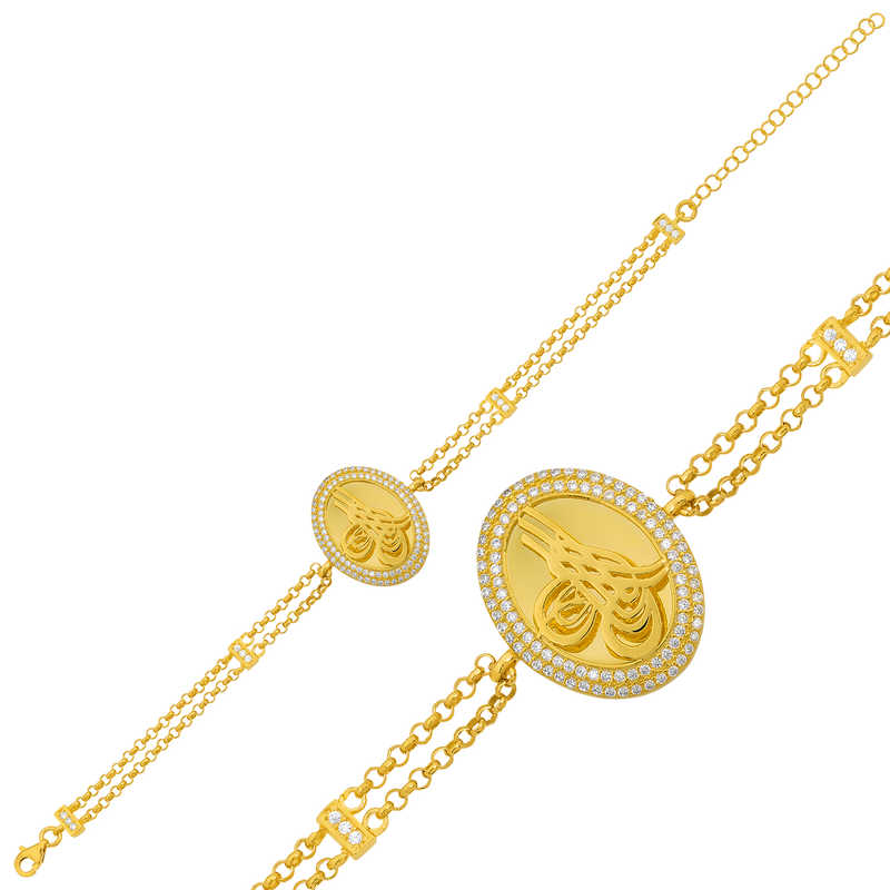 Gümüş Gold Tuğralı Bayan Bileklik — Nes Altın