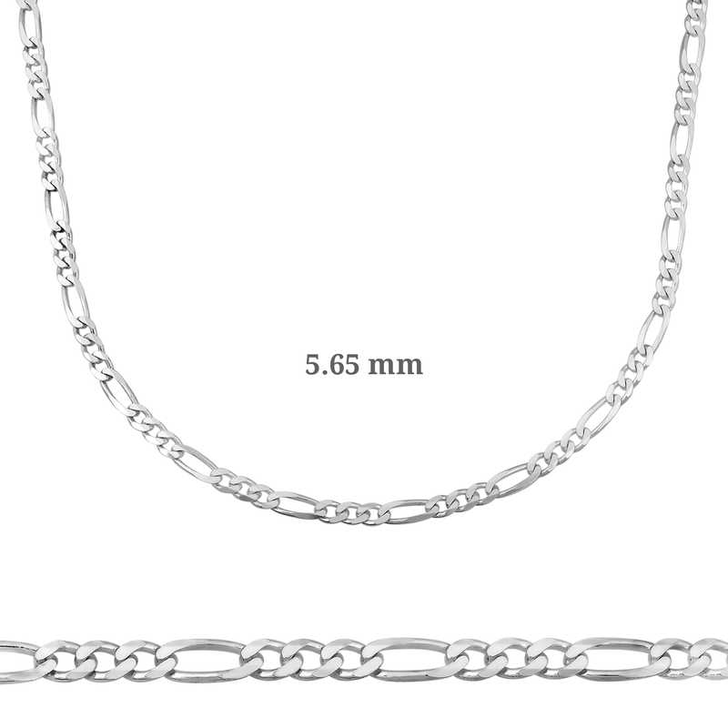 5.65 mm Gümüş Figaro Zincir - 160 mikron — Nes Altın