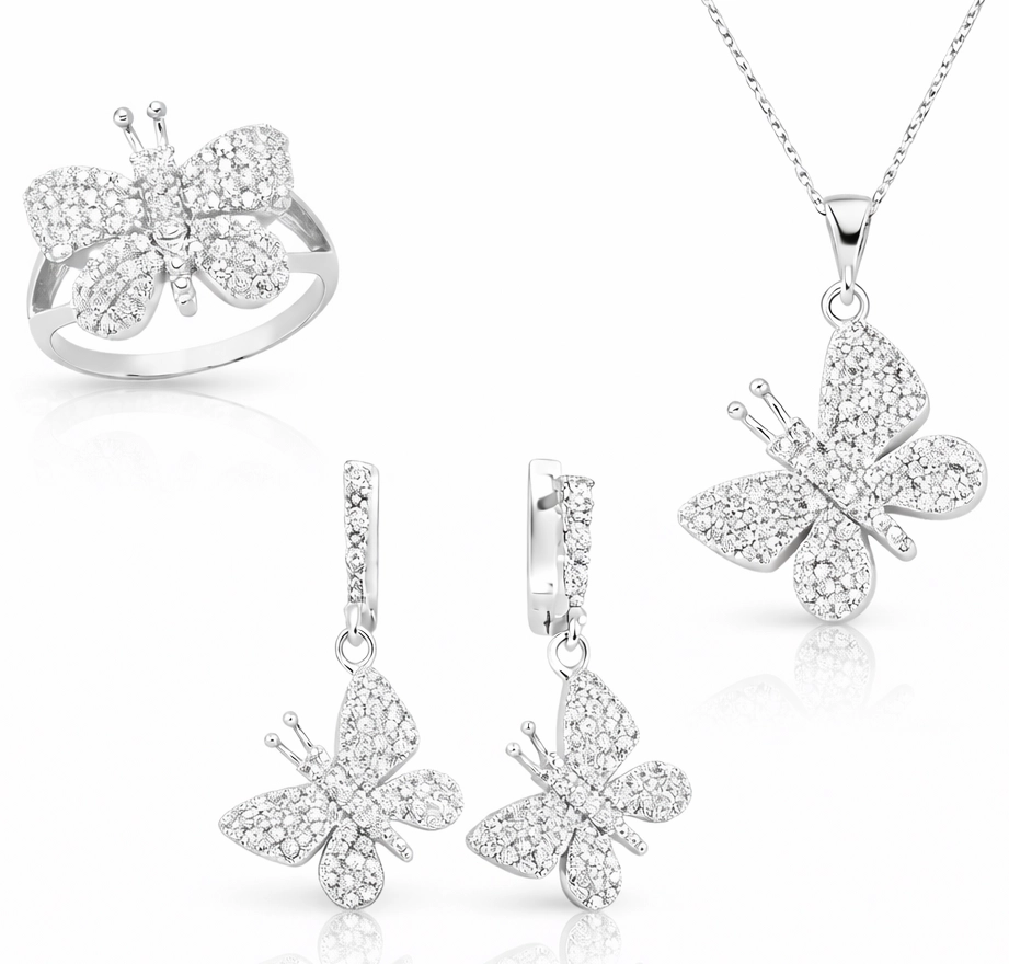 Gümüş Kelebek Bayan Set — Nes Altın