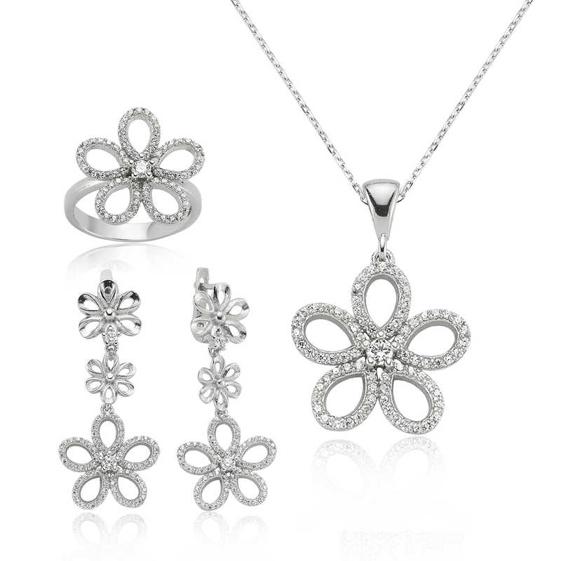 Gümüş Papatya Bayan Set — Nes Altın