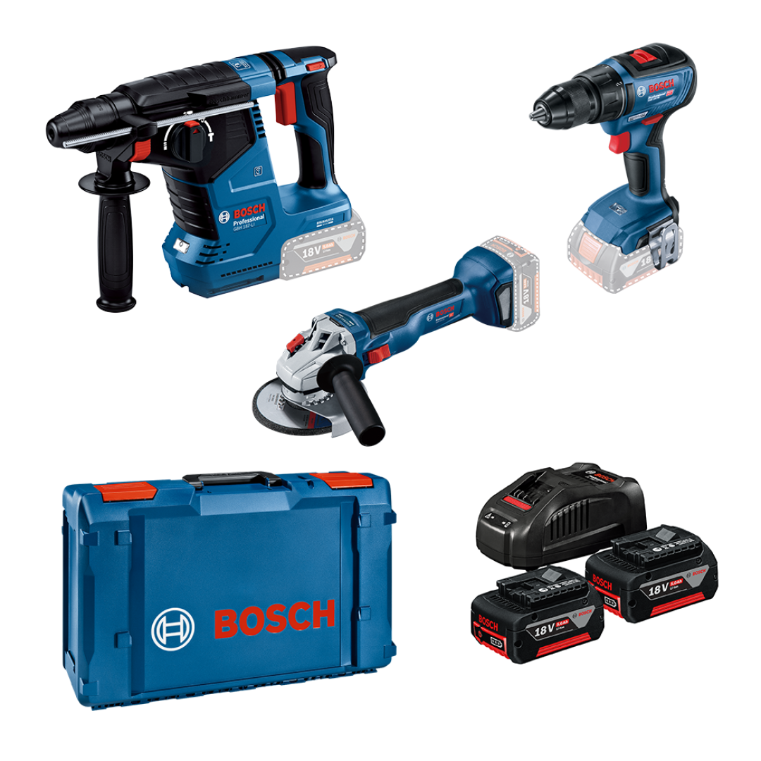Bosch GBH 187 Li + GWS 18V-10 + GSR 18V-50 Elektrikli El Aletleri Seti