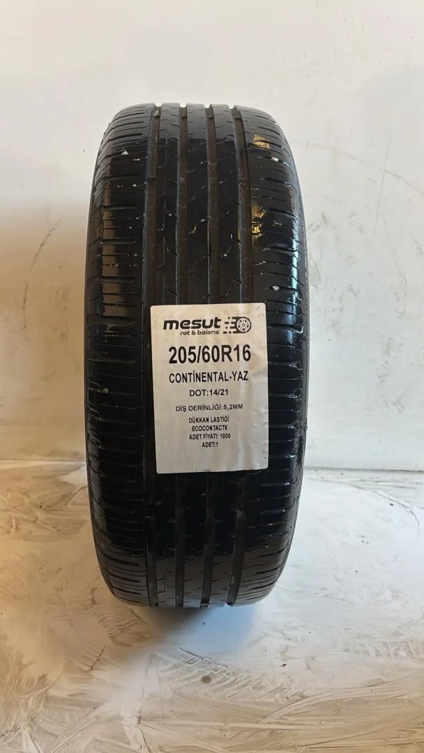 205/60R16  CONTTİENTAL ECOCONTACT 6 ÇIKMA YAZ LASTİĞİ