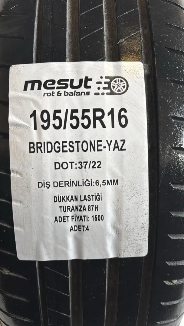 195/55R16 BRİDGESTONE TURANZA 87H ÇIKMA YAZ LASTİĞİ 