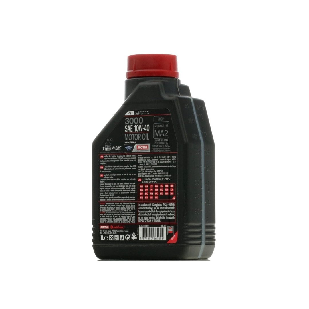 MOTUL 3000 10W40 Motosiklet Motor Yağı 4T 1L (107672) — görsel 3
