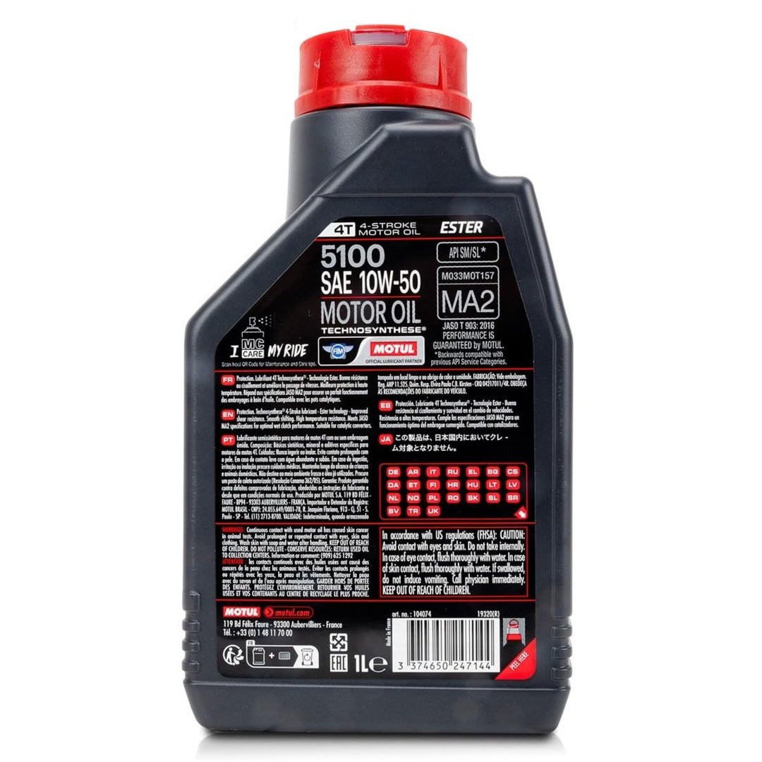 MOTUL 5100 10W-40 4T 1L Yüksek Performanslı Motosiklet Yağı (104066) — görsel 2