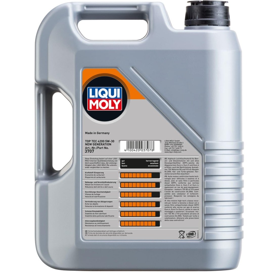 LIQUI MOLY 5W30 Motor Yağı Tam Sentetik TOP TEC 4200 5 Litre (8973) — görsel 2