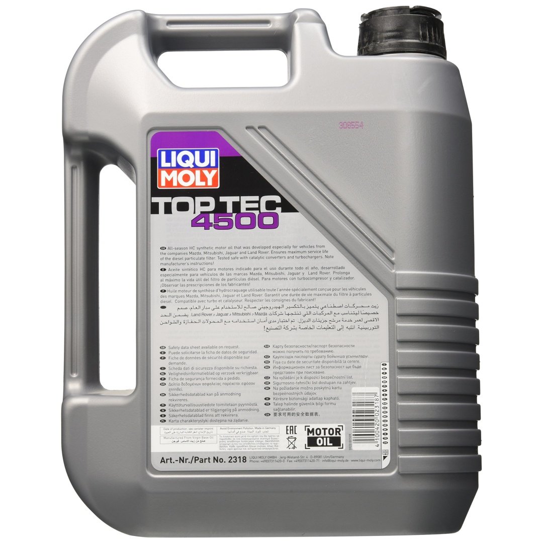 LIQUI MOLY 5W30 Motor Yağı Tam Sentetik TOP TEC 4500 5 Litre (2318) — görsel 2