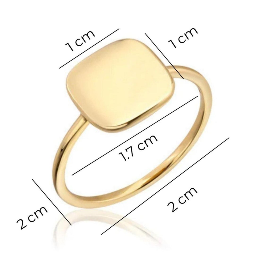 Kare Plaka Altın Yüzük Kadın Minimal Gold Yüzük — Altınköşe — görsel 2