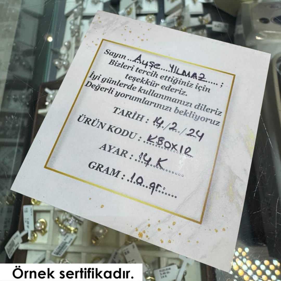 Altınköşe Turkuaz Mineli Kalpli Bebek Çocuk Altın Küpe — görsel 3