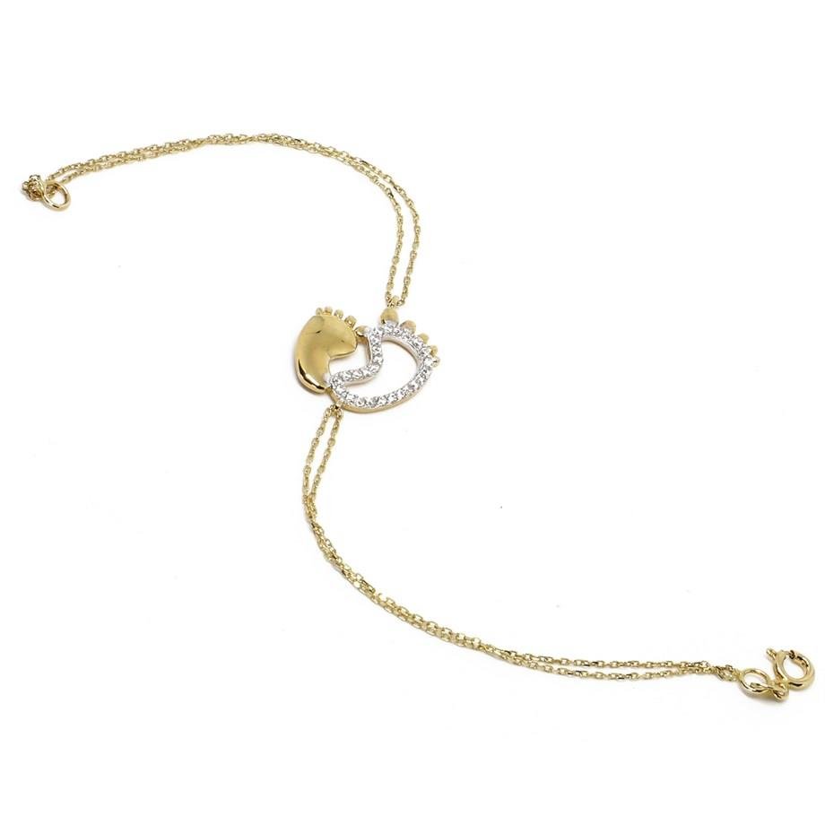 Swarovski Taşlı Gold Ayak İzi Figürlü Bileklik — Altınköşe — görsel 4