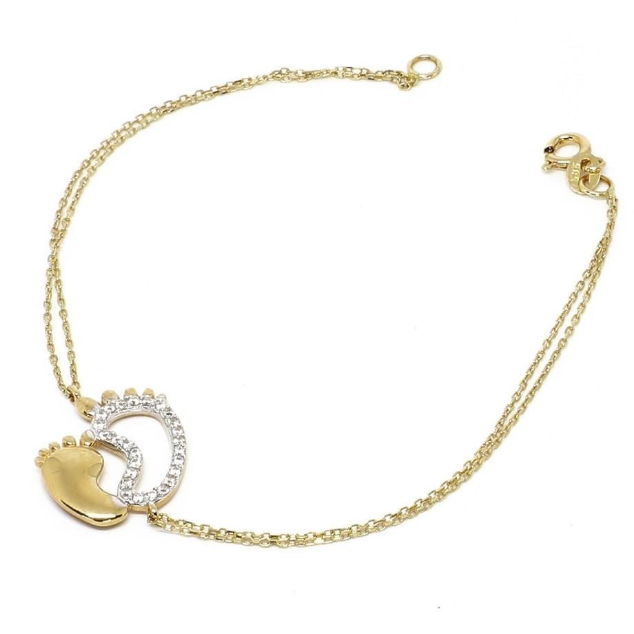 Swarovski Taşlı Gold Ayak İzi Figürlü Bileklik — Altınköşe