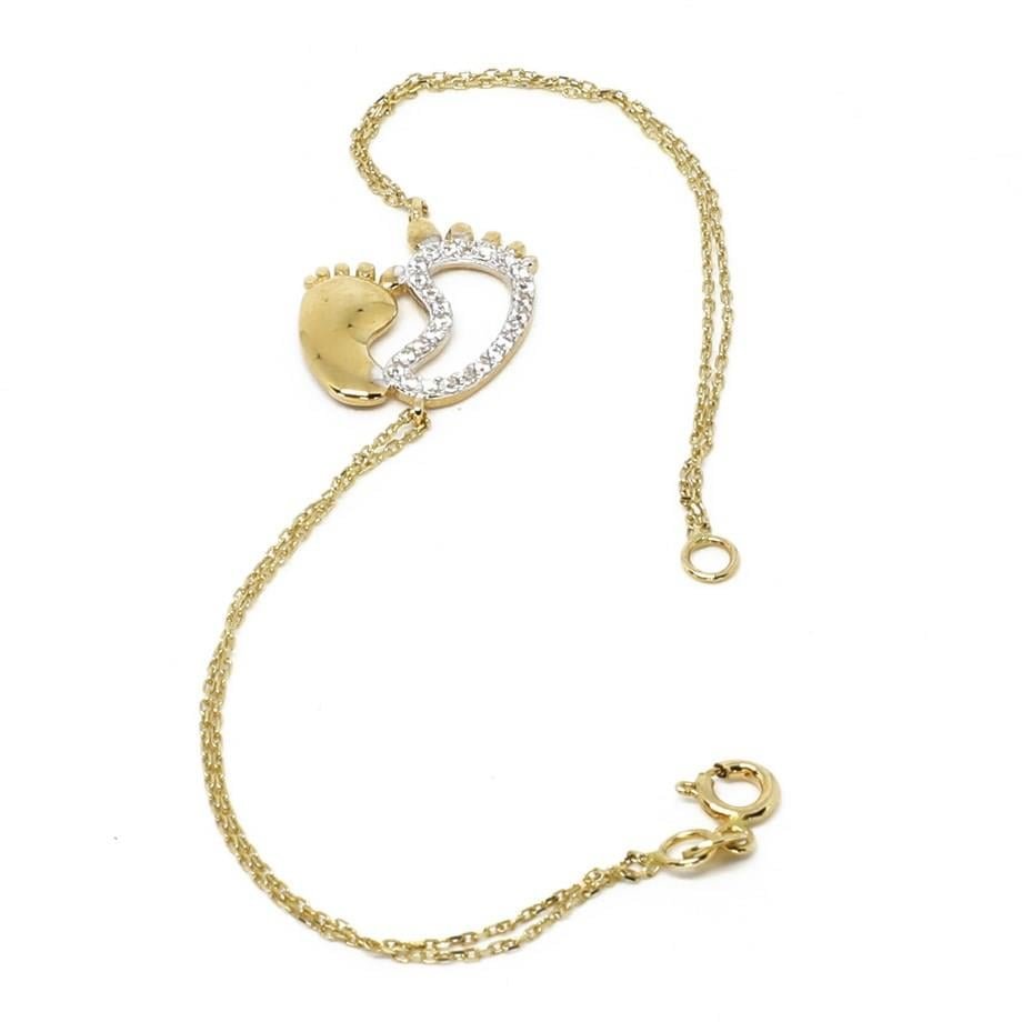 Swarovski Taşlı Gold Ayak İzi Figürlü Bileklik — Altınköşe — görsel 2