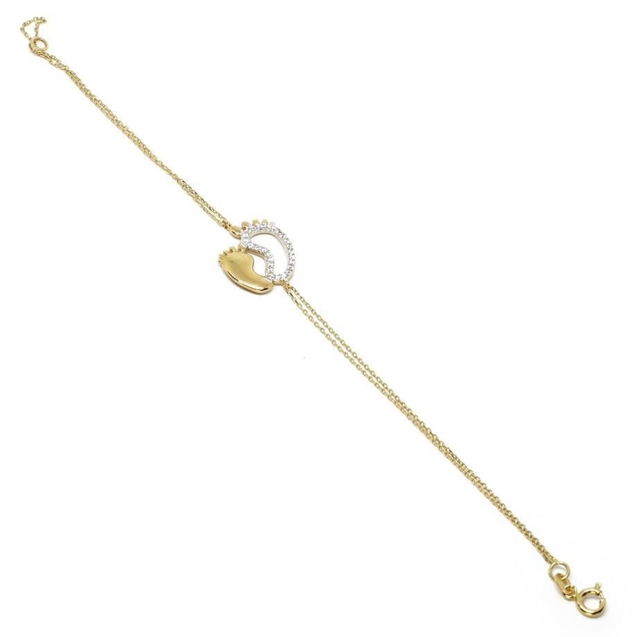Swarovski Taşlı Gold Ayak İzi Figürlü Bileklik — Altınköşe — görsel 3