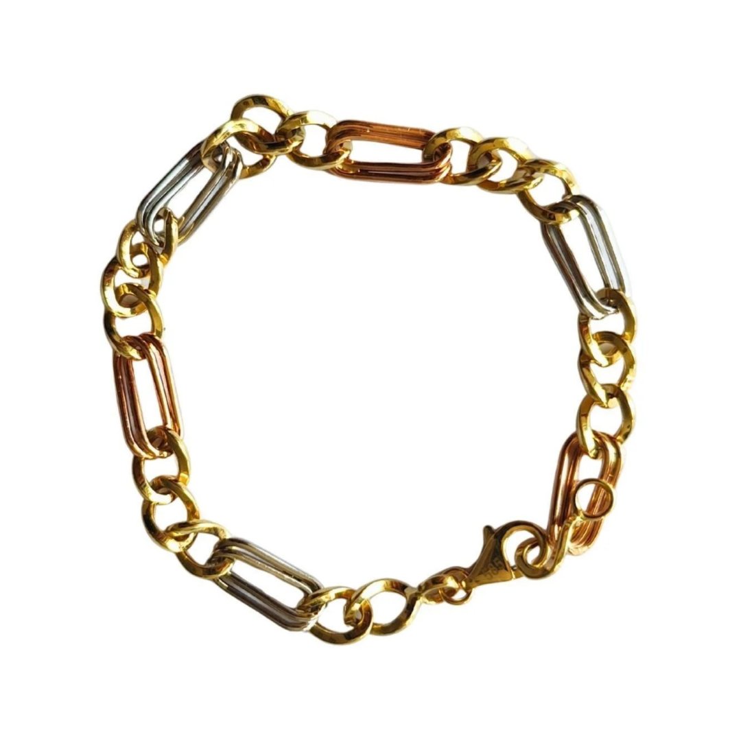 Altınköşe 3 Renk Ataç Zincir Bileklik Gold Gümüş Rose