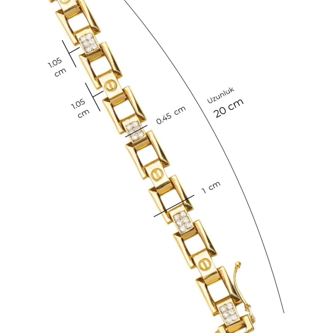 14 Ayar Altın Geometrik Kare Taşlı Bileklik — Altınköşe — görsel 3