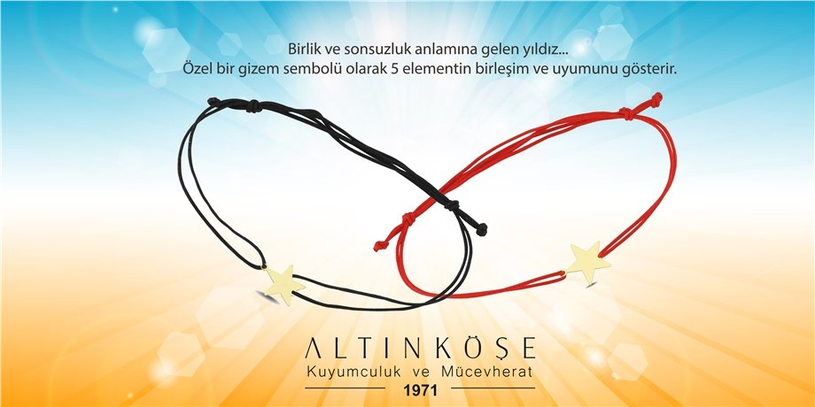14 Ayar Altın Yıldızlı Siyah İpli Şans Bilekliği — Altınköşe — görsel 3