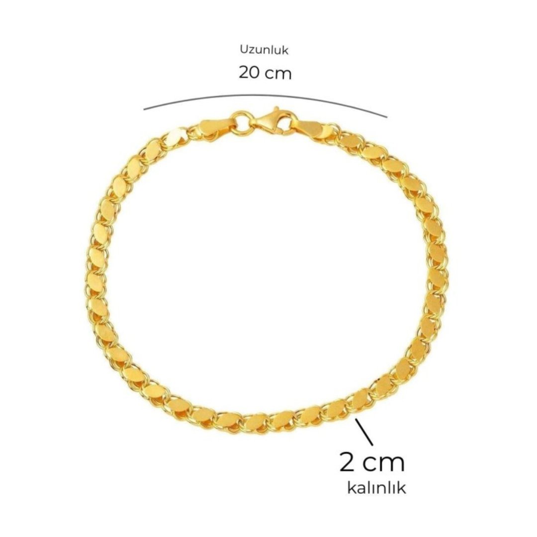 14 Ayar Sarı Altın Pullu Zincir Bileklik 3 mm — Altınköşe — görsel 2