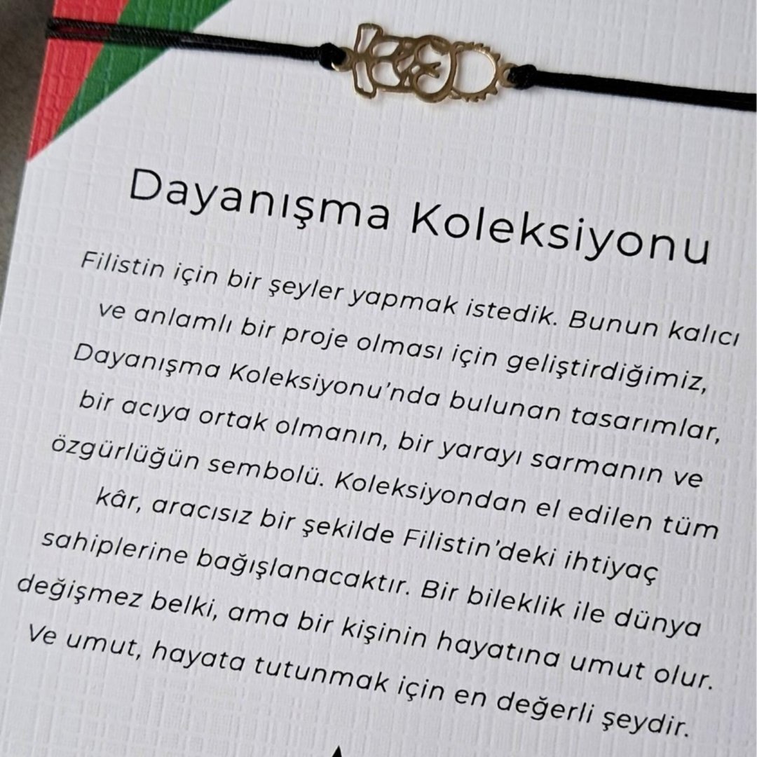 Hanzala Filistin Figürlü Siyah İpli Ayarlanabilir Bileklik — Altınköşe — görsel 5