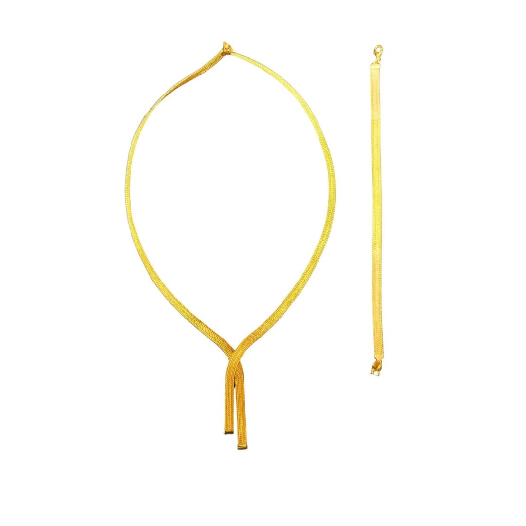14 Ayar Altın Kalze Kolye Bileklik İkili Set