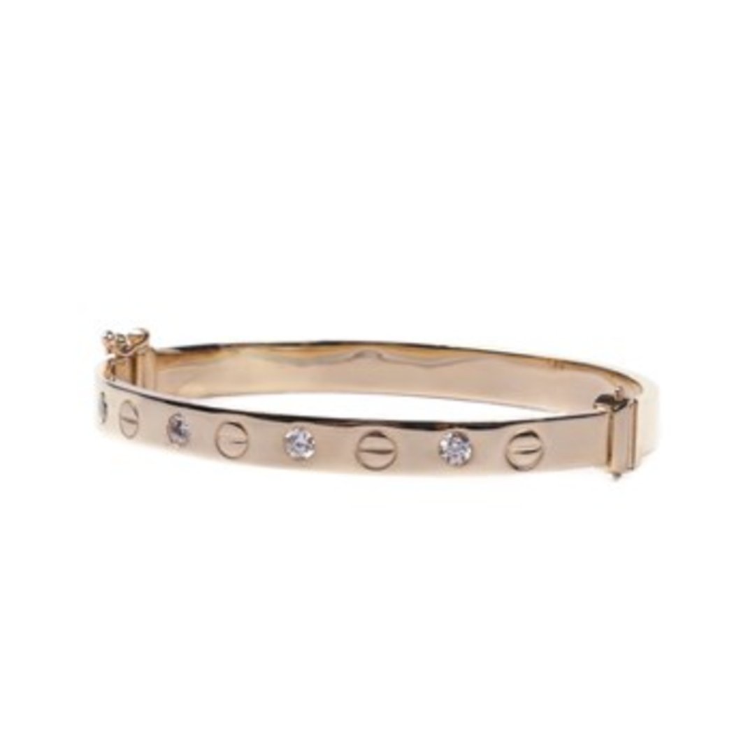 Swarovski Taşlı Gold Vidalı Kelepçe Bileklik — Altınköşe — görsel 4