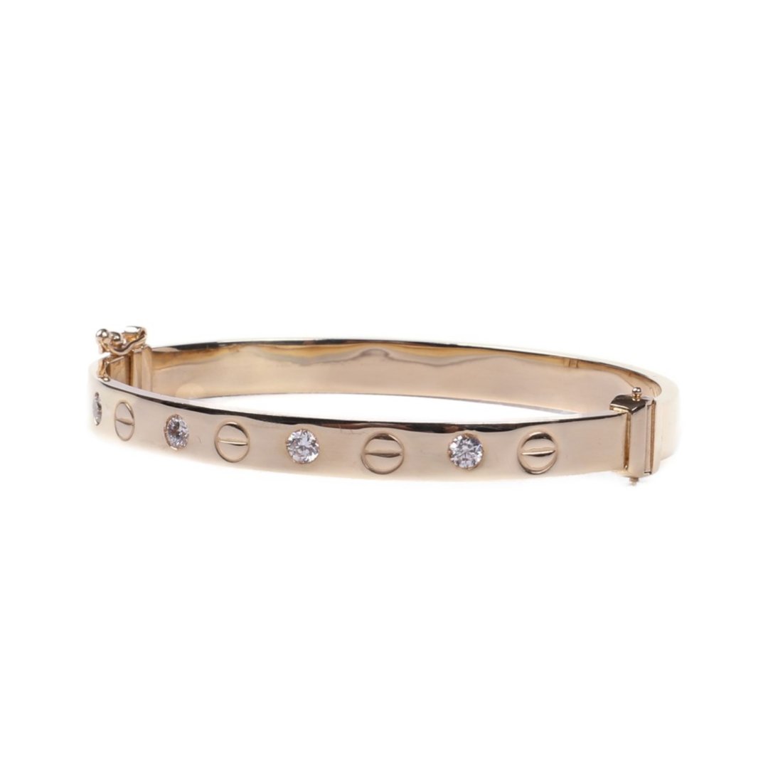 Swarovski Taşlı Gold Vidalı Kelepçe Bileklik — Altınköşe — görsel 2