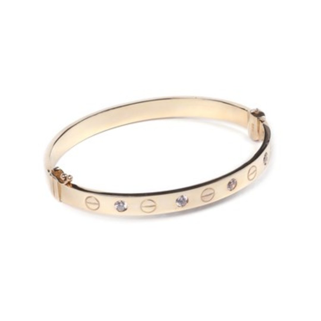Swarovski Taşlı Gold Vidalı Kelepçe Bileklik — Altınköşe — görsel 3