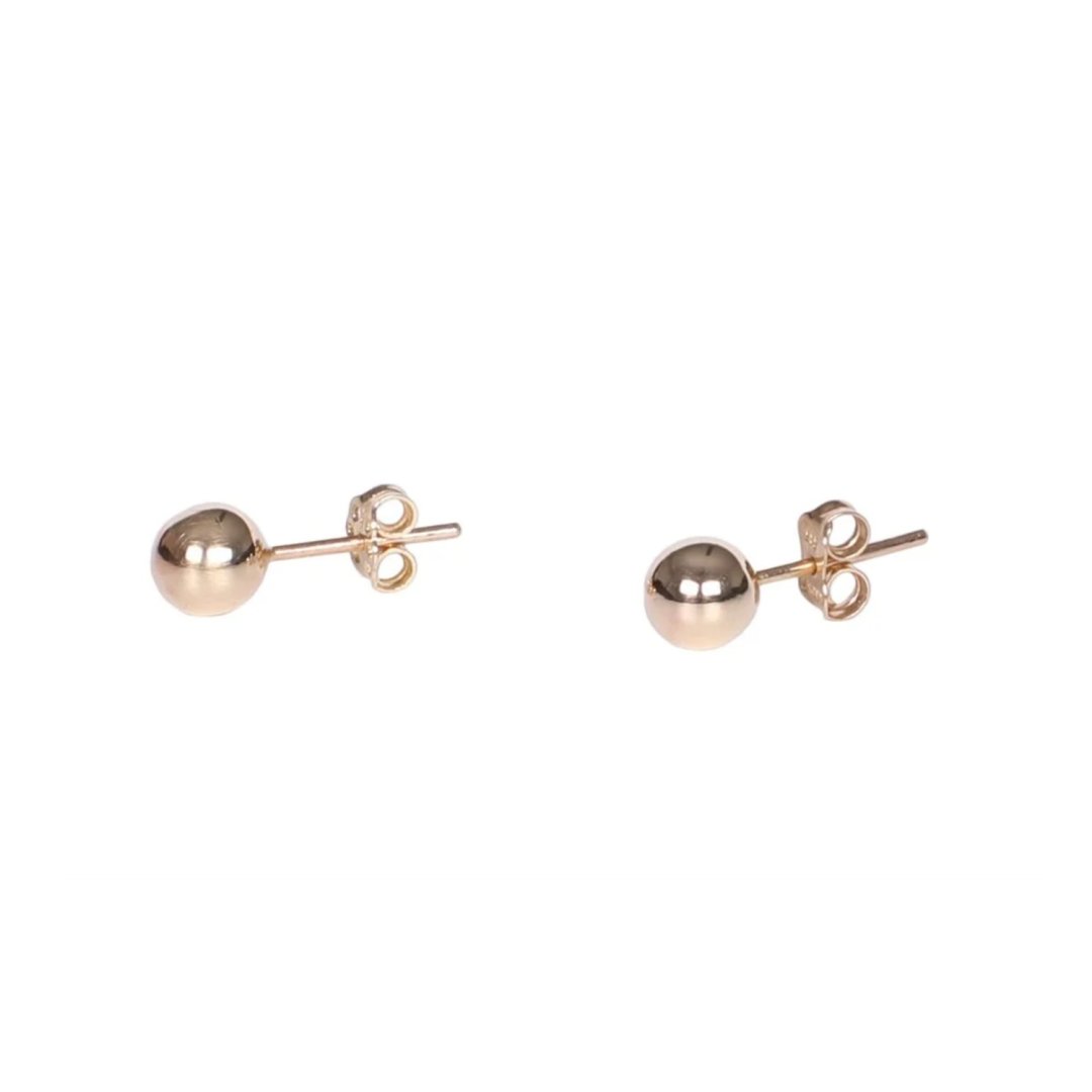 Altın Rengi Parlak Top Küpe Minimal İğneli