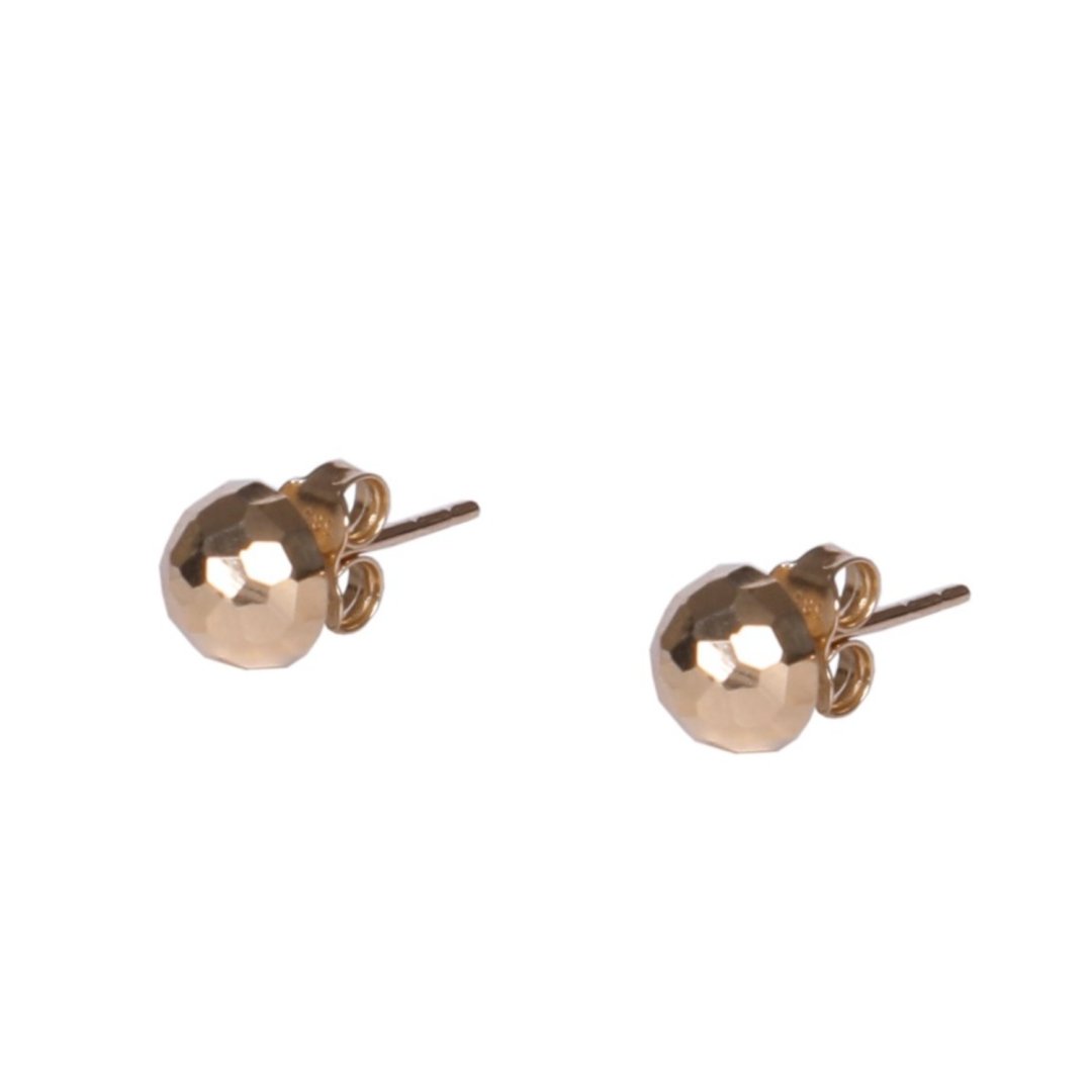 Rose Gold Renk Fasetli Top Çivili Küpe