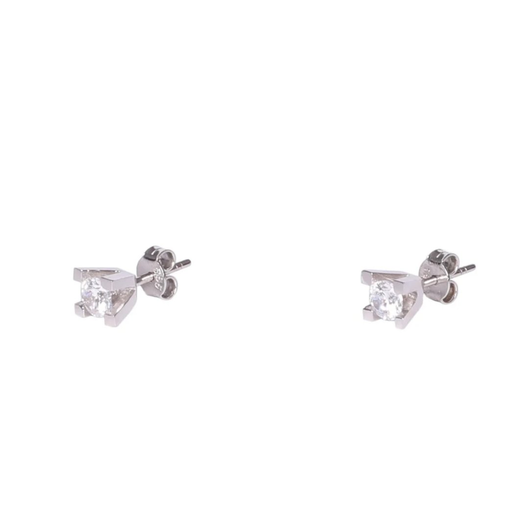 Swarovski Taşlı Kare Tektaş Çivili Küpe