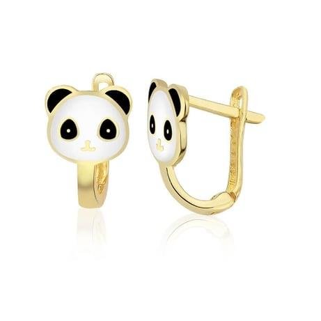 Panda Figürlü Mineli Altın Çocuk Küpe