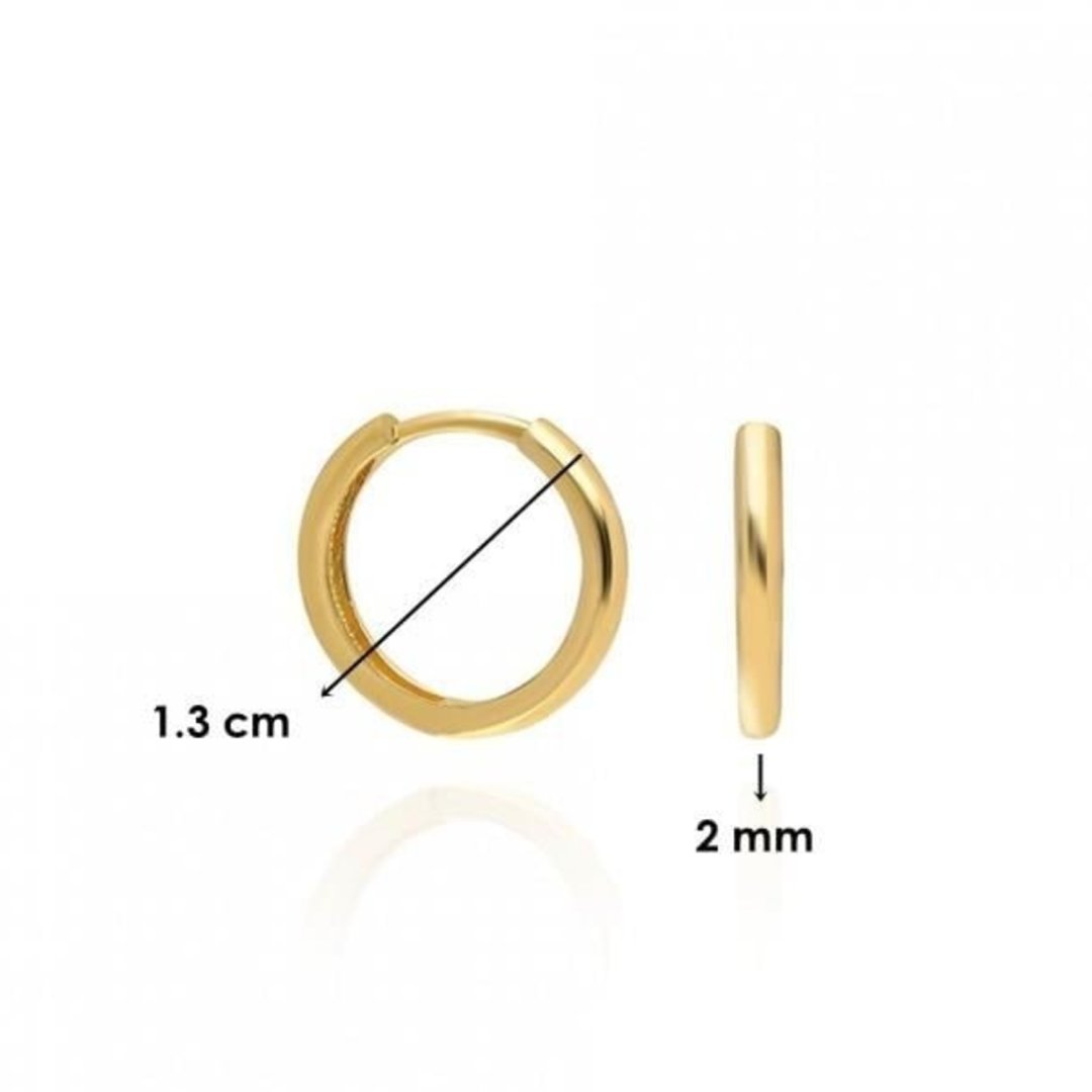 14 Ayar Altın Halka Küpe 1.3 cm Gizli Kilitli — Altınköşe — görsel 2