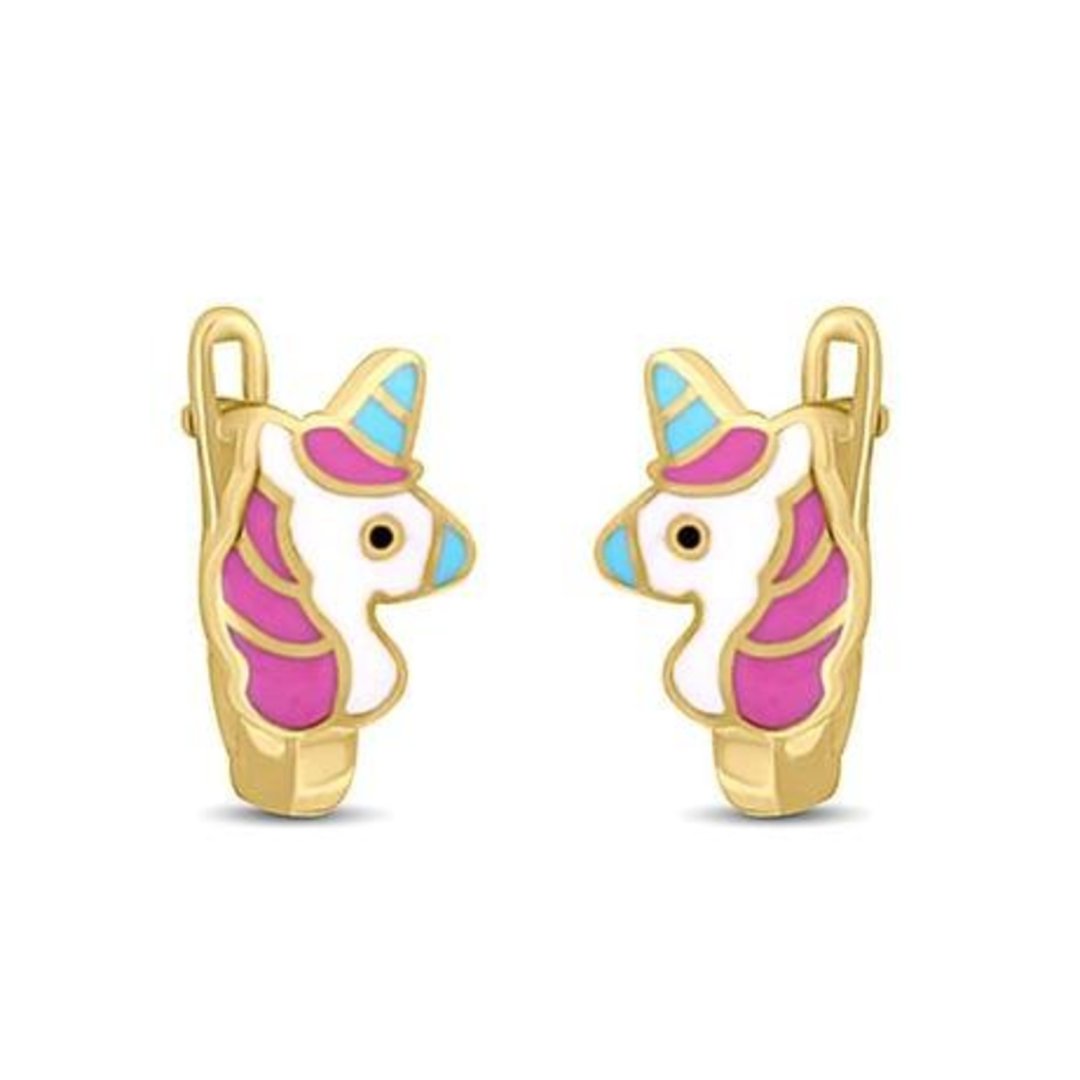 Mineli Unicorn Tek Boynuzlu At Çocuk Altın Küpe