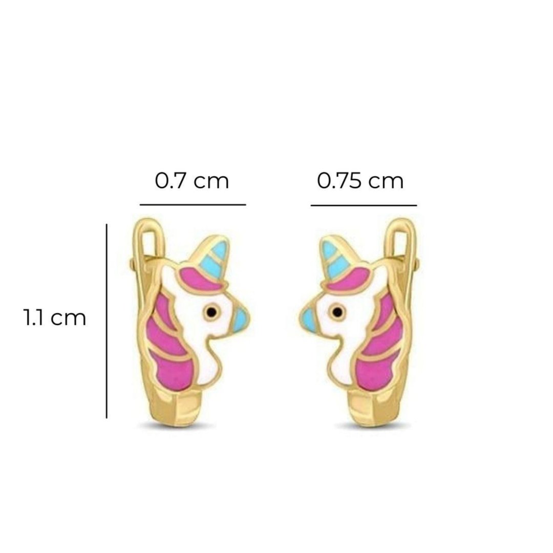 Mineli Unicorn Tek Boynuzlu At Çocuk Altın Küpe — Altınköşe — görsel 2