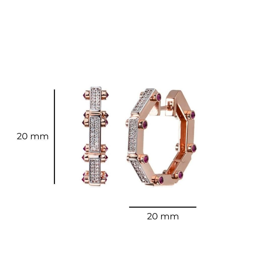 14 Ayar Rose Taşlı Geometrik Halka Altın Küpe — Altınköşe — görsel 2