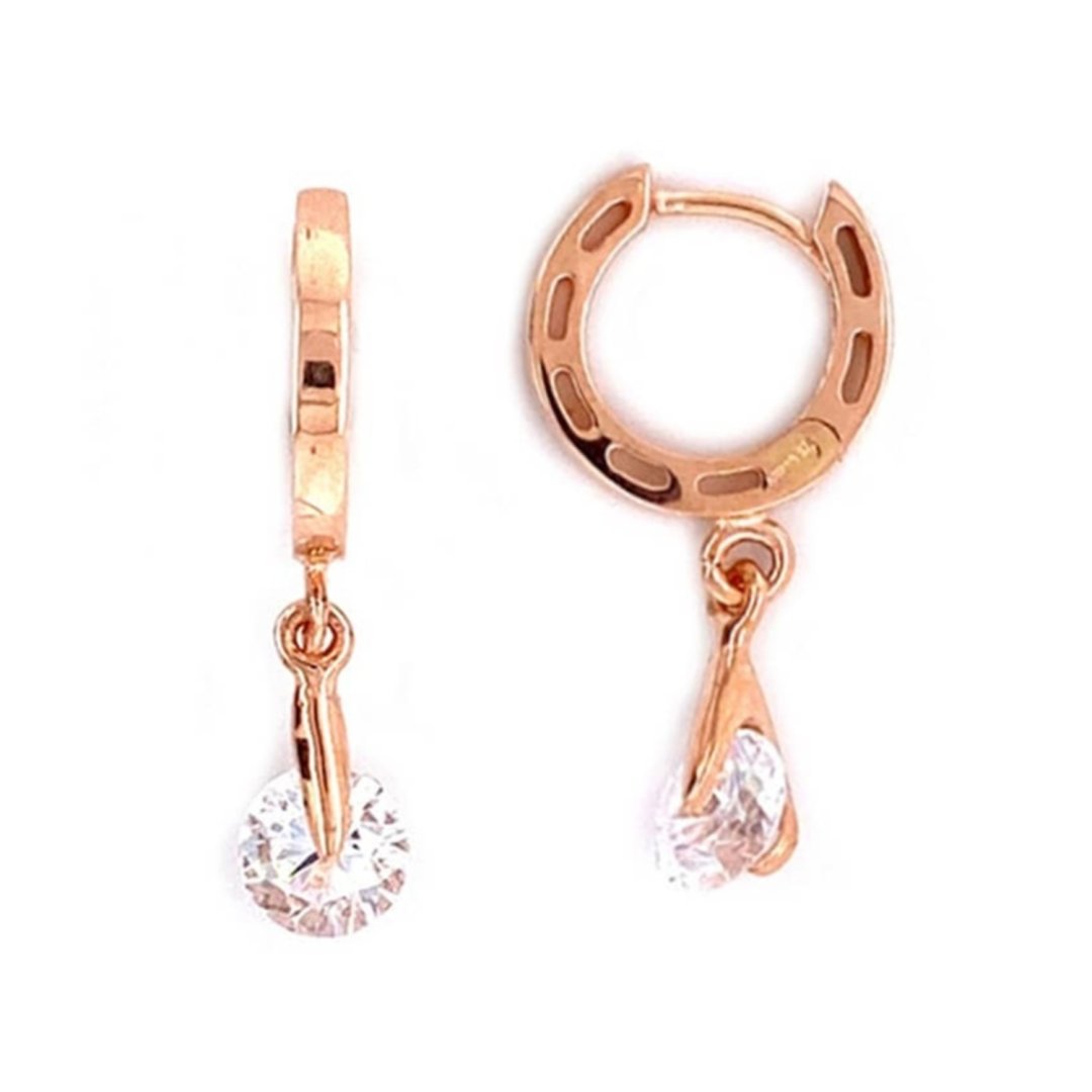 14 Ayar Rose Altın Sallantılı Swarovski Taşlı Halka Küpe — Altınköşe
