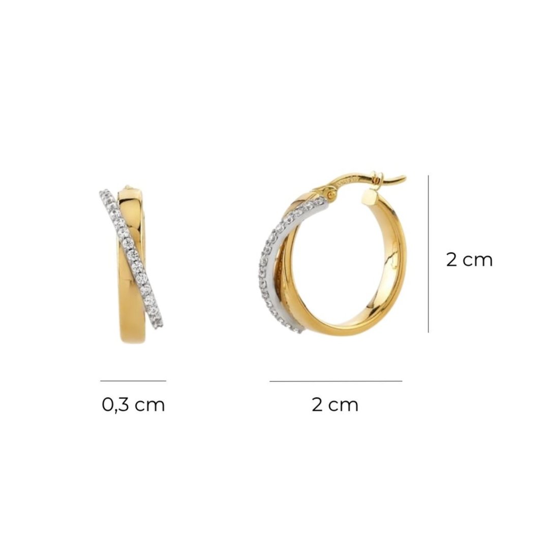 14 Ayar Altın Swarovski Taşlı İç İçe Halka Küpe — Altınköşe — görsel 3